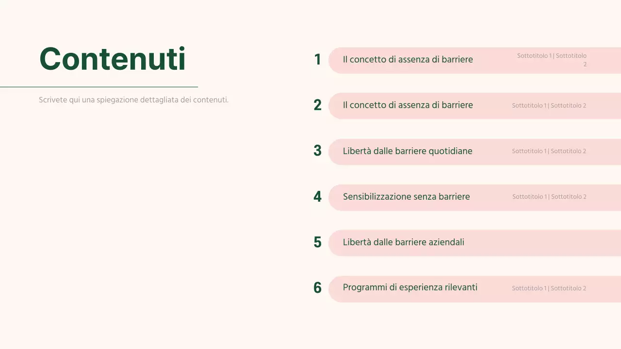 Semplice presentazione degli incarichi senza barriere in beige e verde