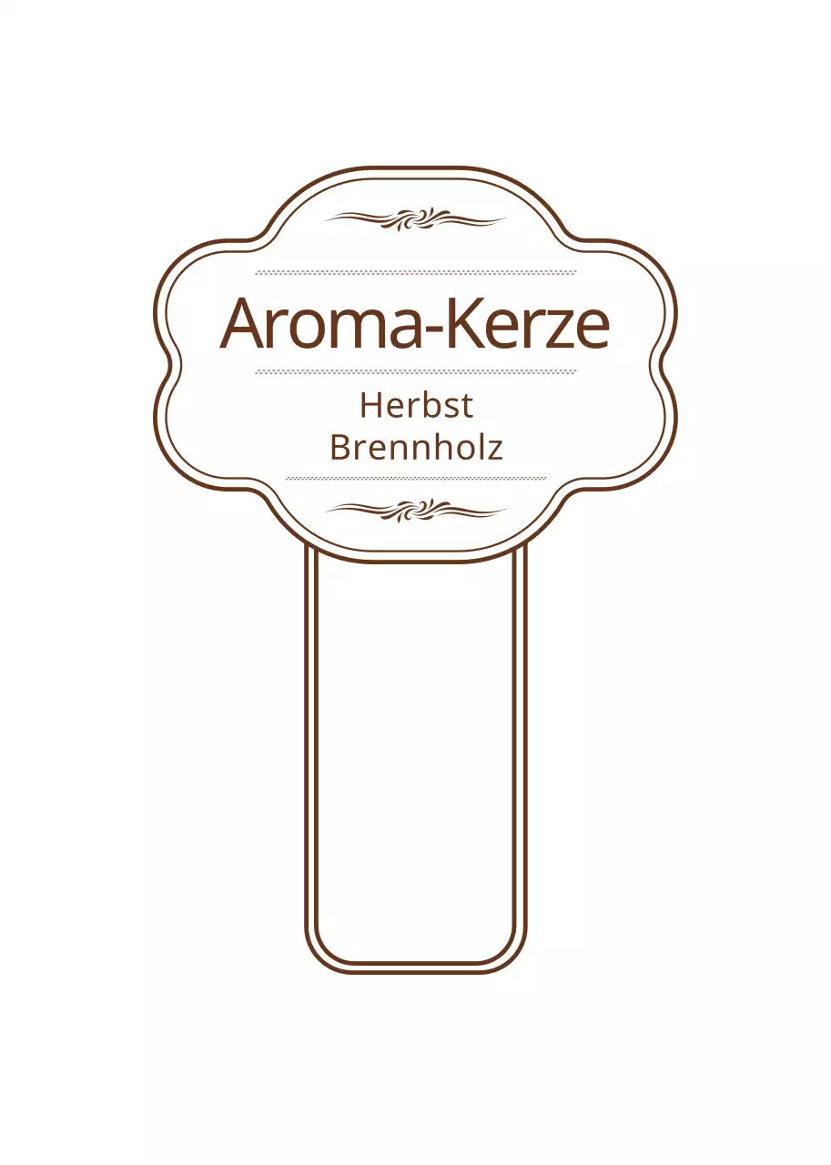 Schlichte, sentimentale Rahmenkerze in Braun und Weiß mit Anleitungsaufkleber