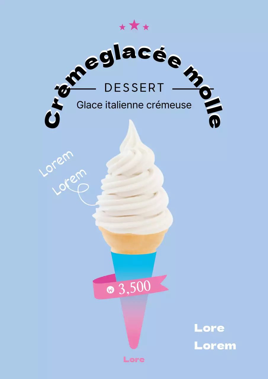 Promouvoir une simple glace en bleu et rose