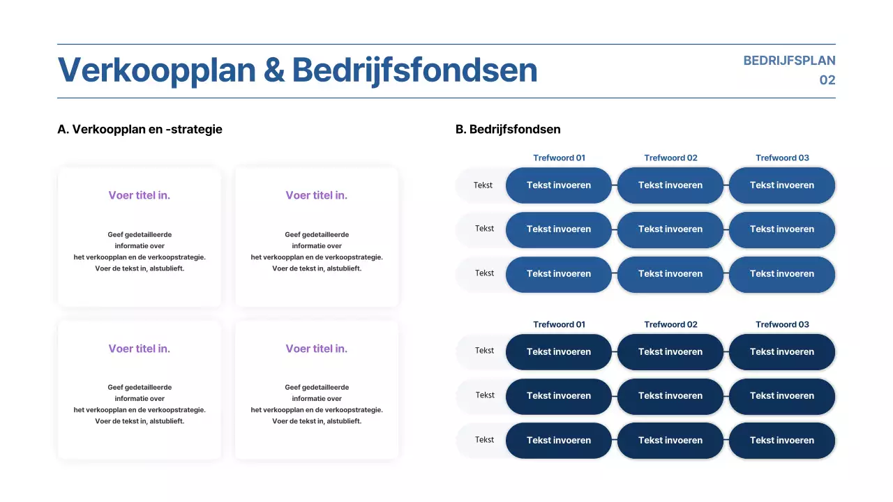 Presentatie bedrijfsplan met paars en blauw kleurverloop