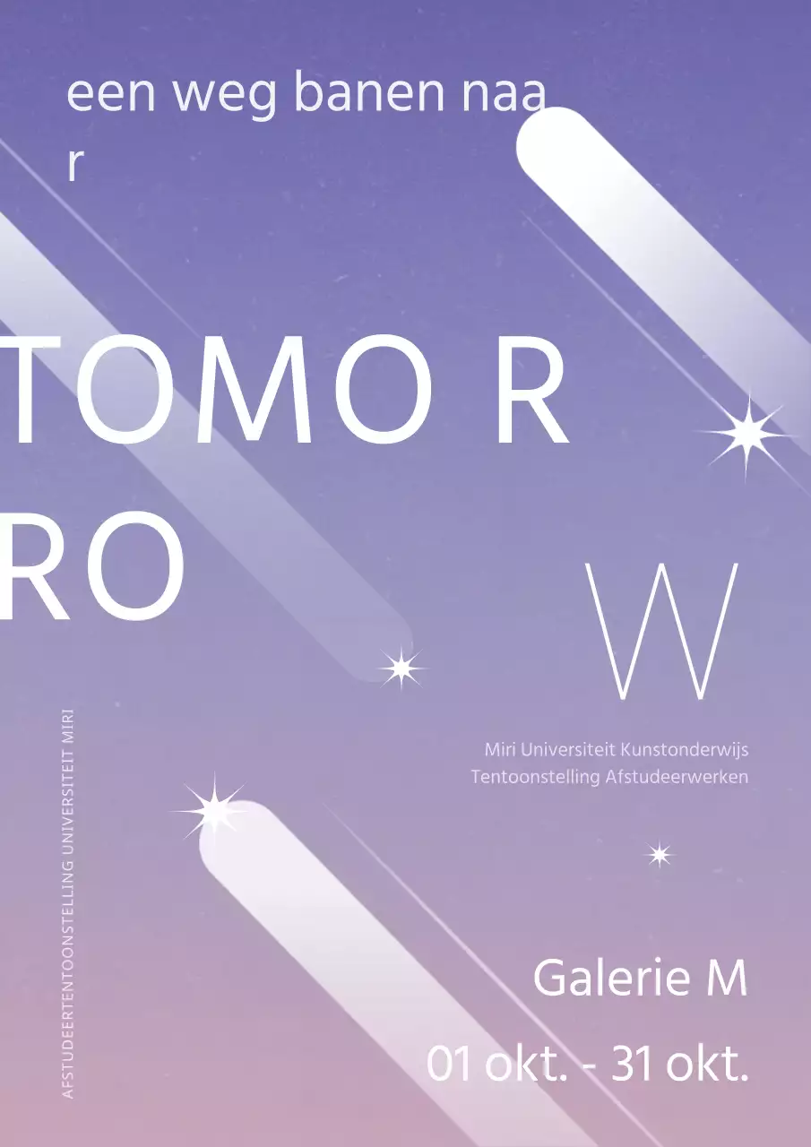 Afstudeerposter met een kunstmuurgevoel in paars en roze