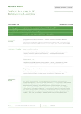Il piano di base della campagna di trasformazione della gestione ESG in chartreuse.