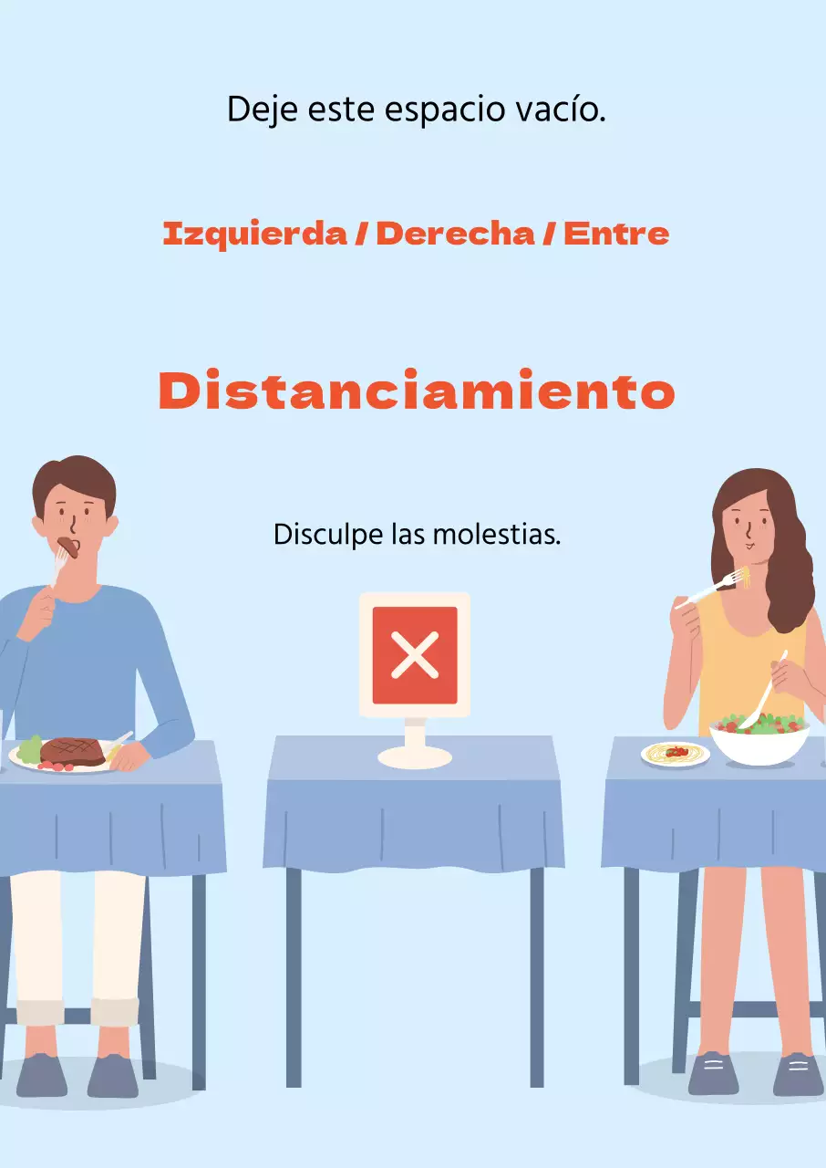 cielo naranja ilustración corona prevención distanciamiento social