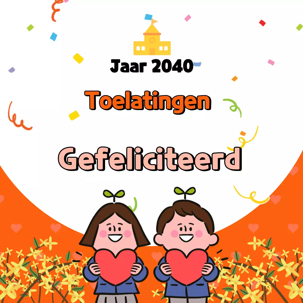 Rood Gefeliciteerd met je nieuwe baan typografie illustratie