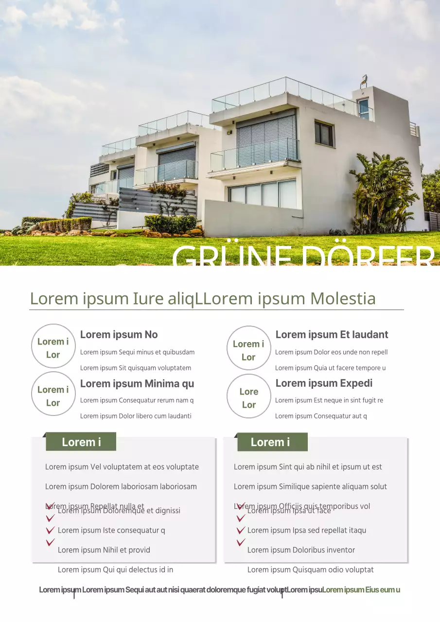 Werbung für Vermietungen mit grünen Immobilienfotos