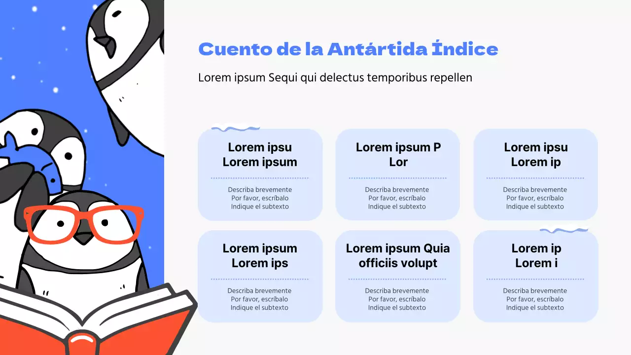 Antártida educación con pingüino azul elementos de ilustración