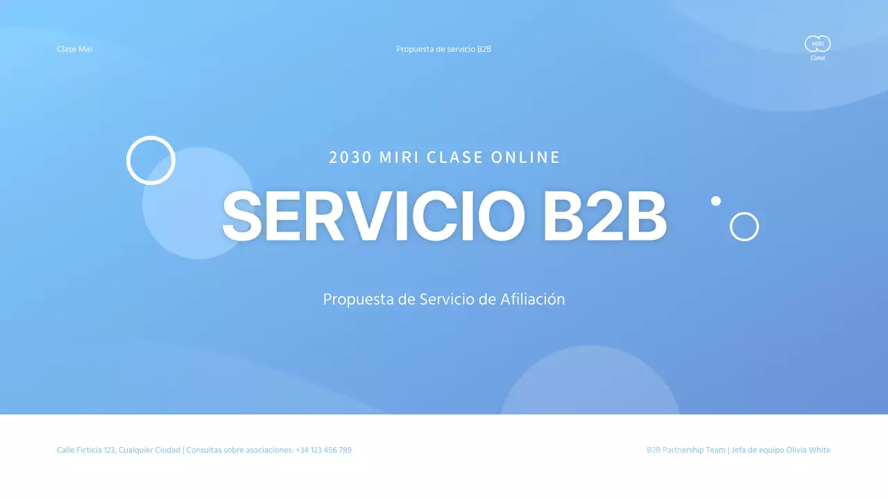 Presentación de propuesta de servicios a empresas con un esquema de color azul claro