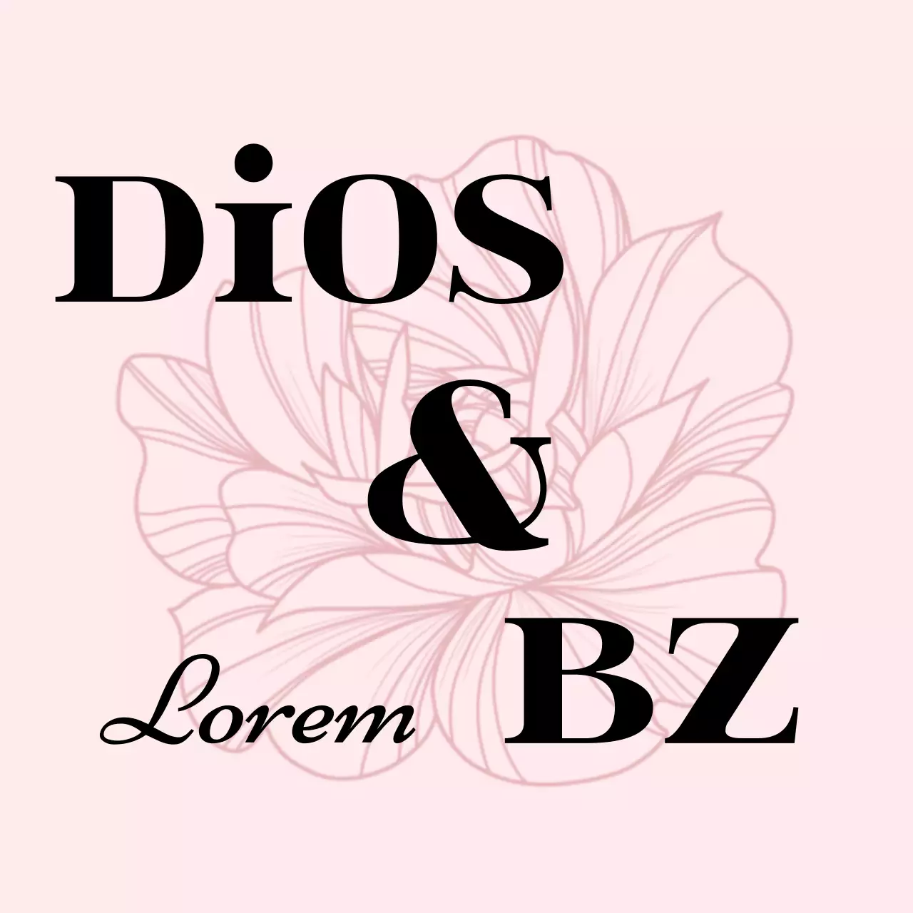 Promocione una sencilla invitación de boda con texto en rosa claro y negro e ilustraciones florales