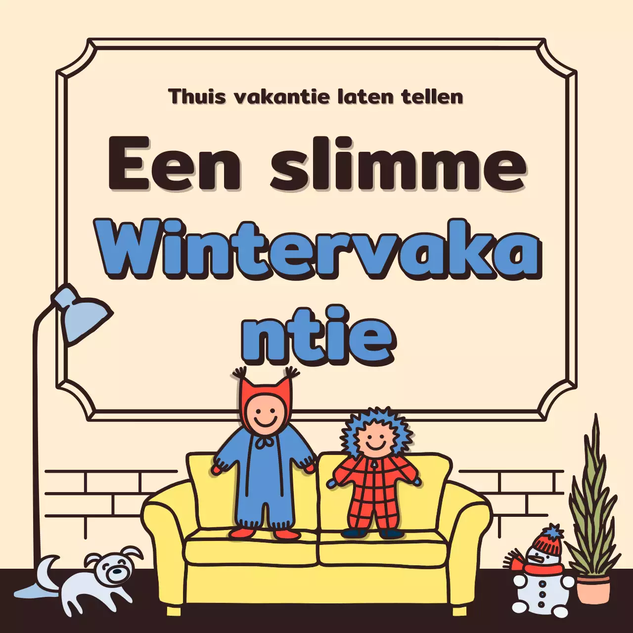 Wintervakantie met schattige illustraties in beige