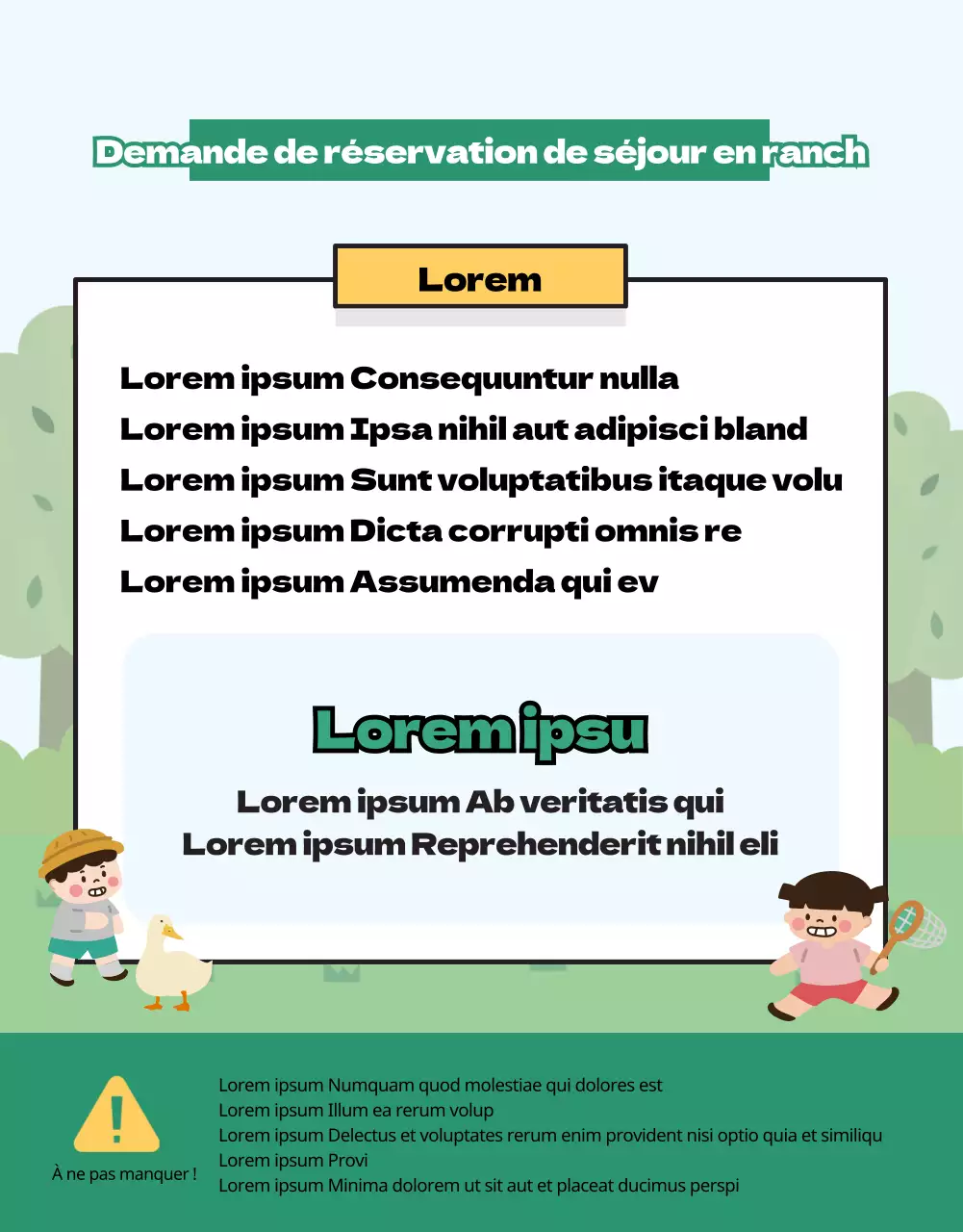 Présentation de l'expérience illustrée du ranch