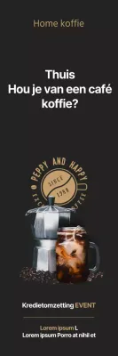 Zwartbruine koffie-gerelateerde evenementbanner