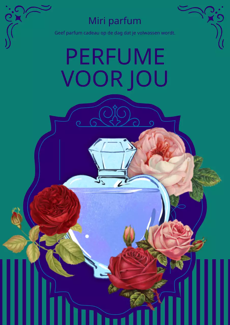 Promoot een parfum in vintage stijl in mint en blauw