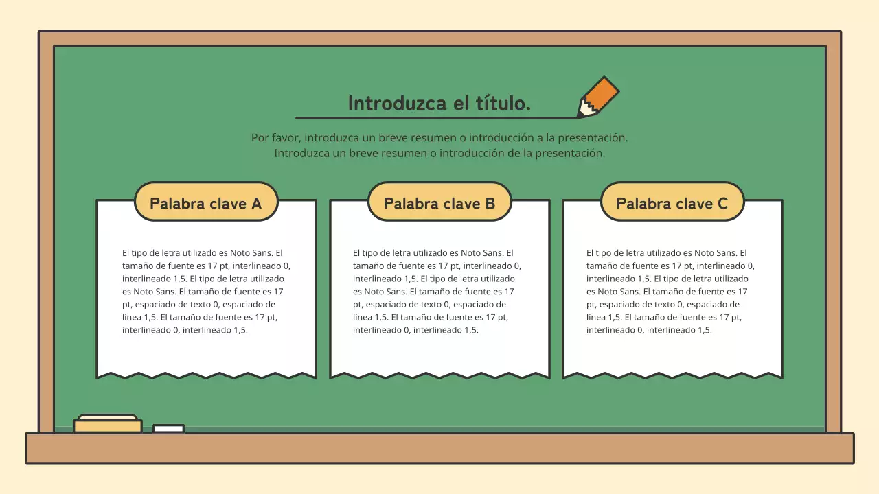 Kit de presentación de pizarra educativa de colores