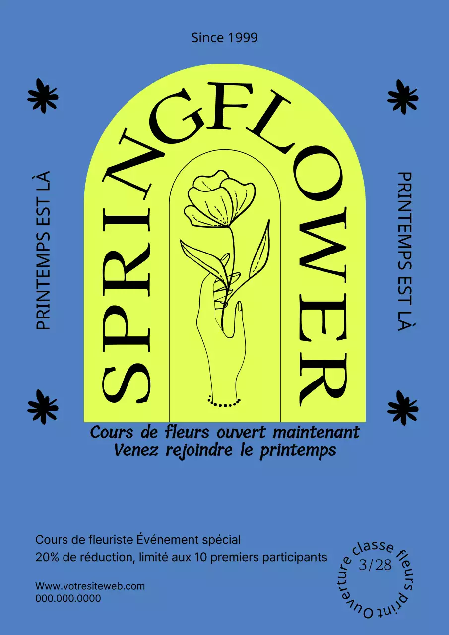 Un simple festival de printemps en bleu et jaune fluorescent