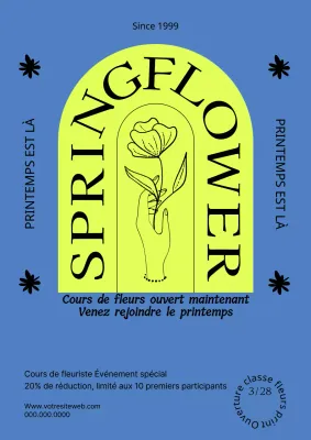 Un simple festival de printemps en bleu et jaune fluorescent