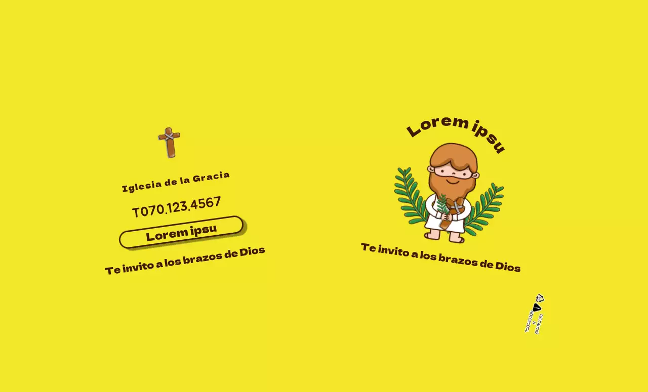Personaje amarillo ilustración iglesia