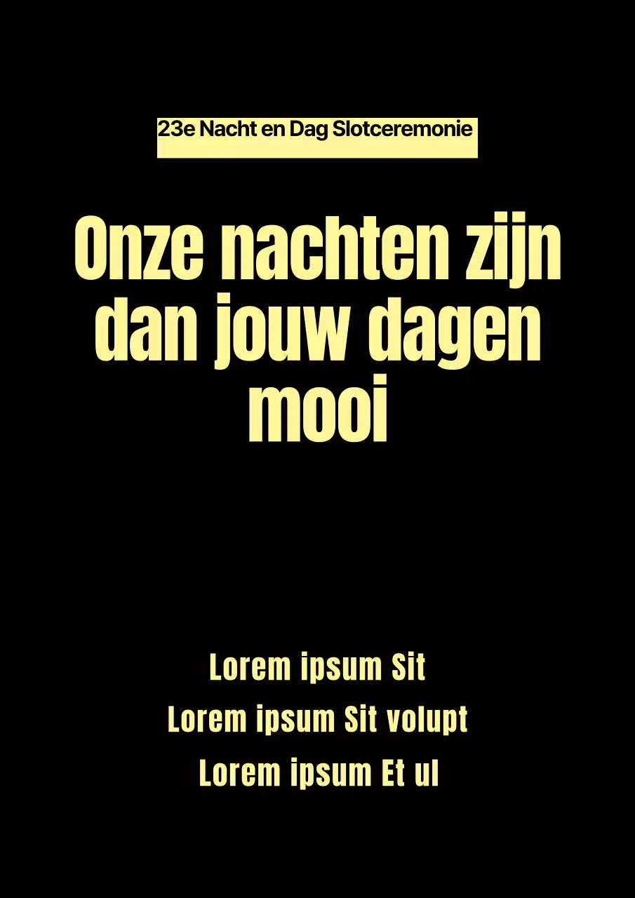 Een eenvoudige zwart-gele flyer voor een afscheidsfeestje van een bedrijf