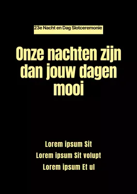 Een eenvoudige zwart-gele flyer voor een afscheidsfeestje van een bedrijf