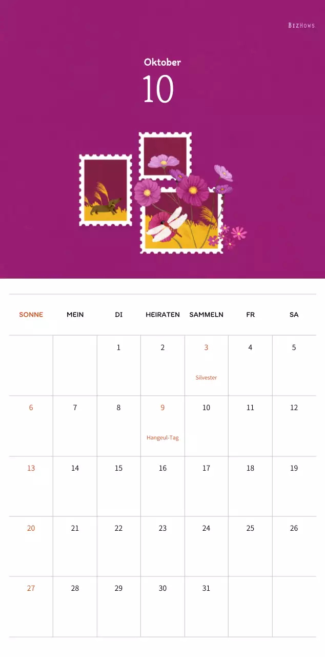 Stempelillustrationen mit einem warmen Konzept