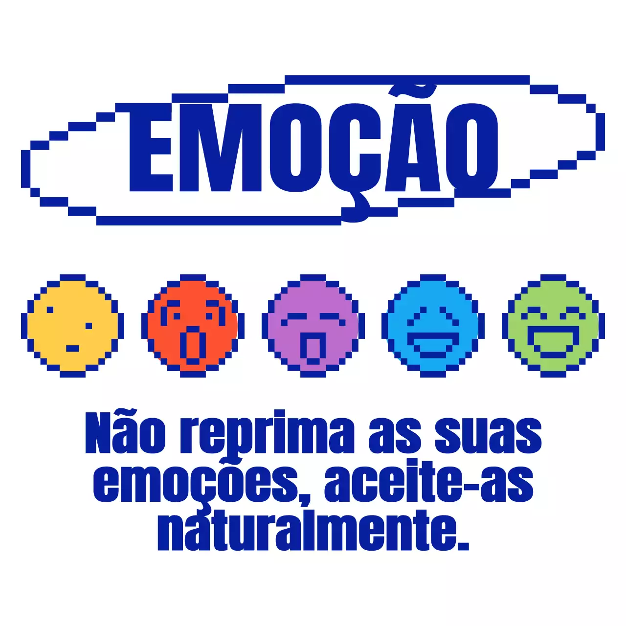 Mercadoria personalizada com expressões pixelizadas coloridas e engraçadas