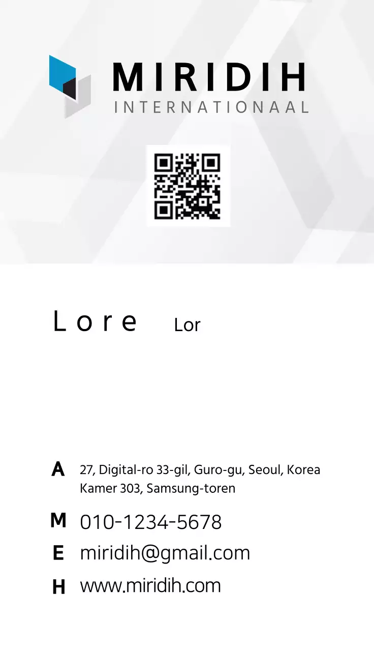 Eenvoudig algemeen visitekaartje