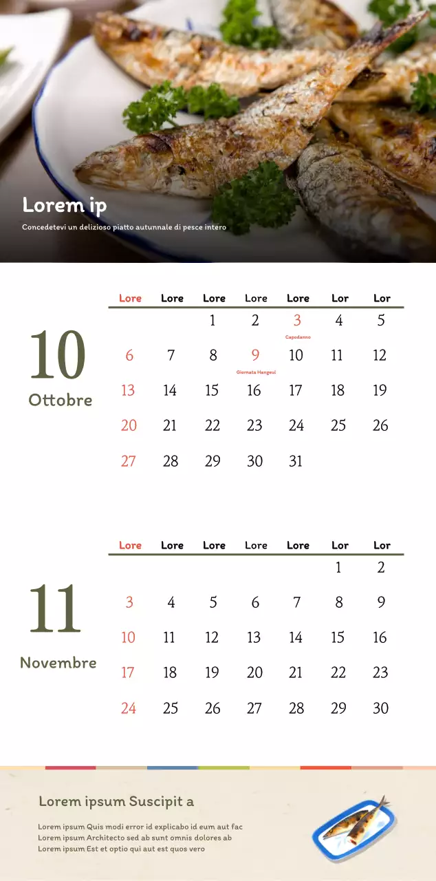 Calendario dei coupon del ristorante coreano tradizionale in beige e marrone