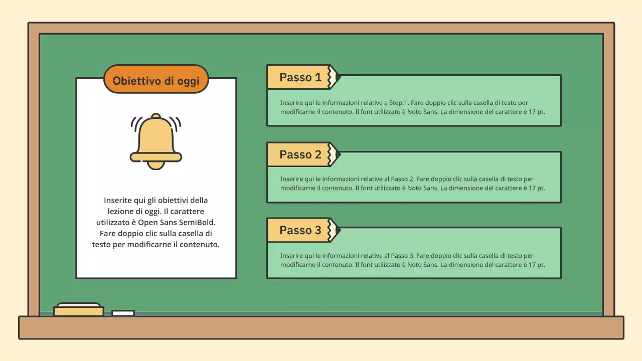 Kit di presentazione con lavagna didattica colorata