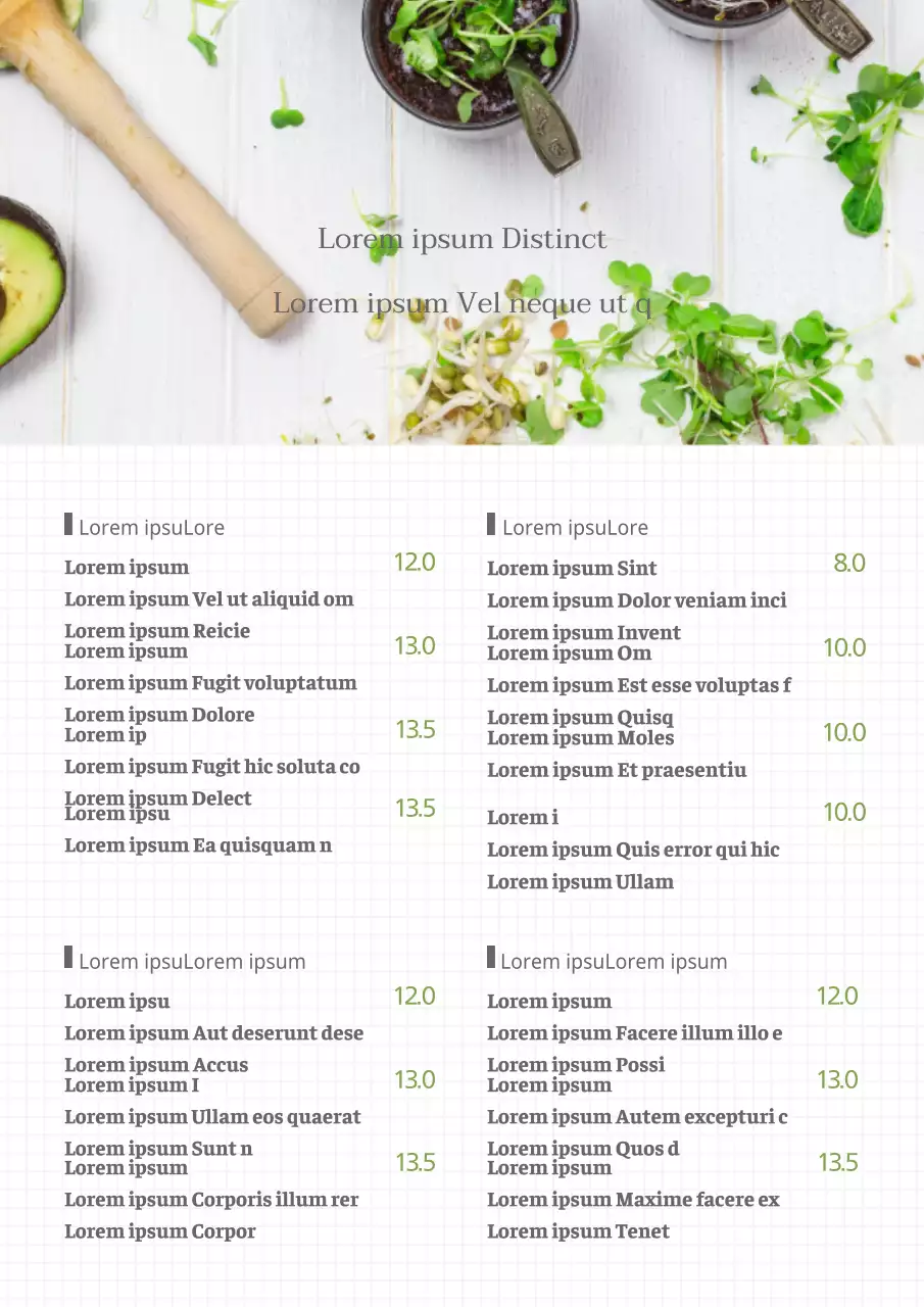 Menu in deze mooie, lichtblauwe spa en massagesalon