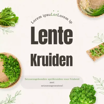 Een lentekruidenthema in beige en groene tinten