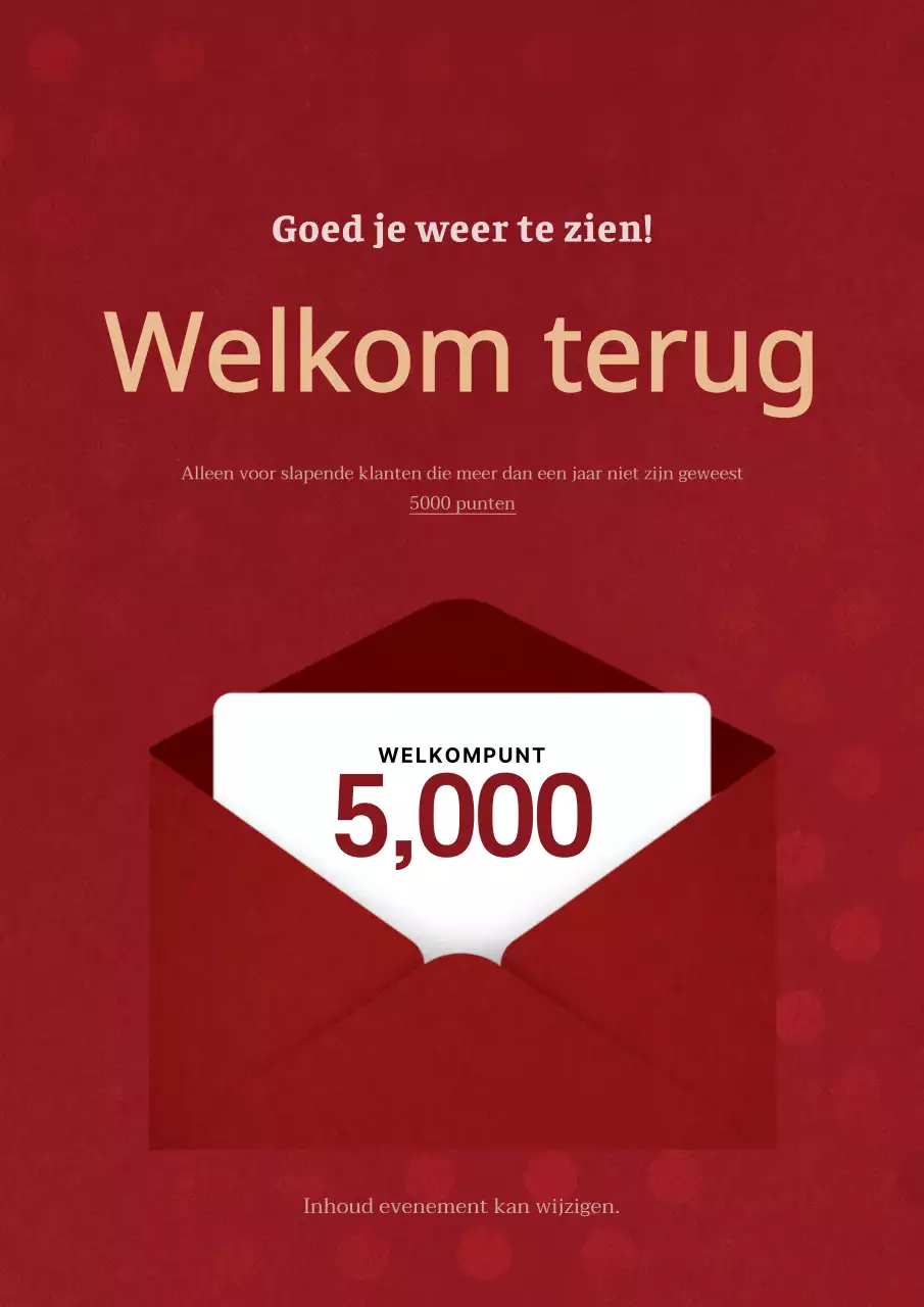 Promoot kortingsaanbiedingen aan slapende leden met een stijlvol concept met rode enveloppen