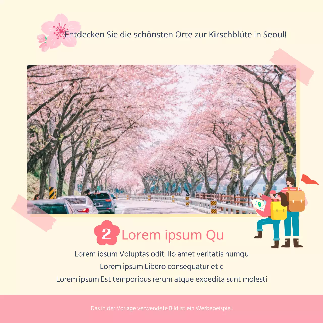 Illustrierte Kirschblütenflecken und Blütezeiten in Rosa