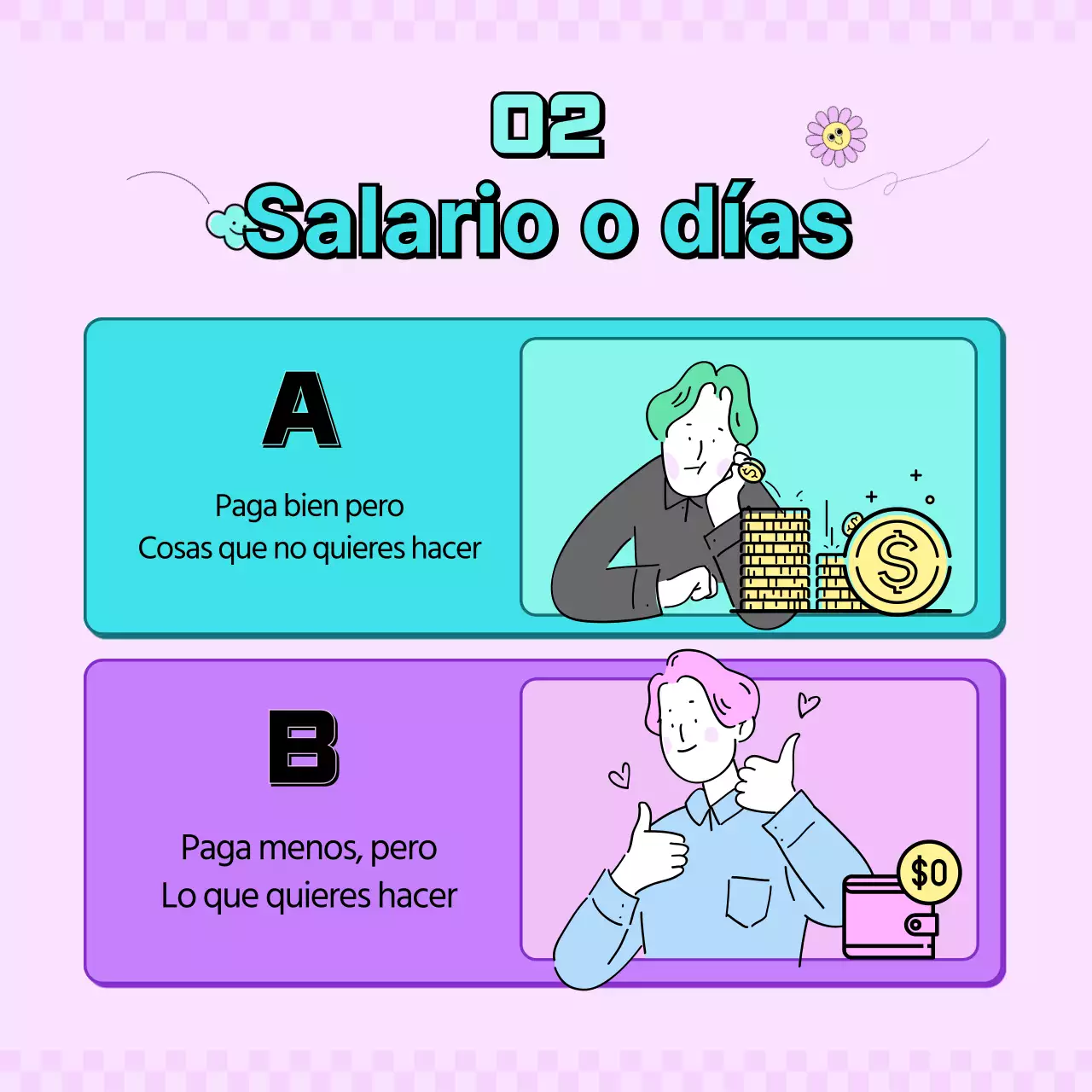 Juego de equilibrio para oficinistas en color menta, morado y rosa CardNews