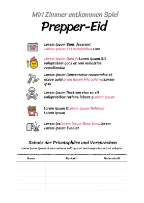 Einfaches weißes Plakat zur Warnung vor Fluchträumen