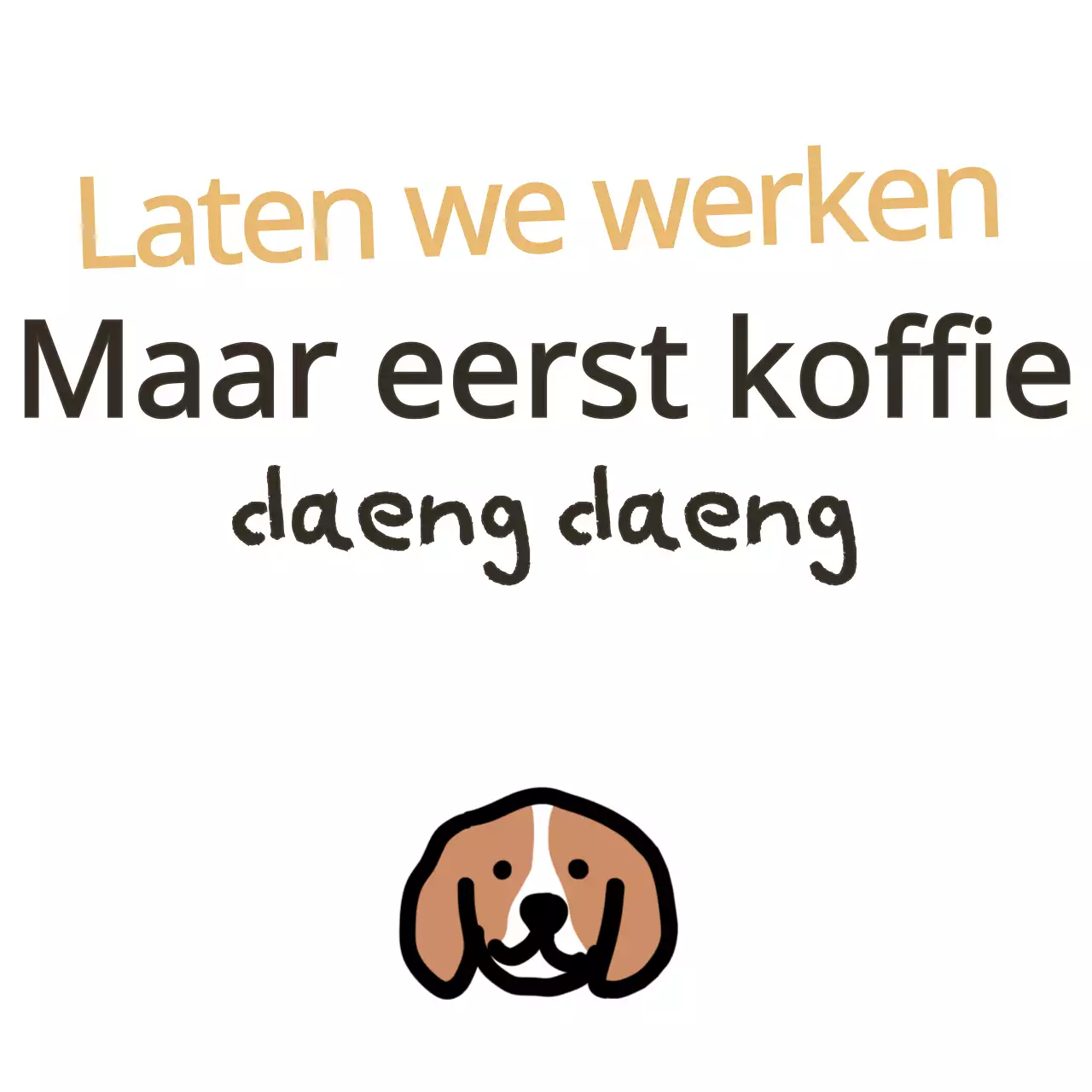 Tekst merchandise met een schattige puppy-illustratie met gele en bruine accenten