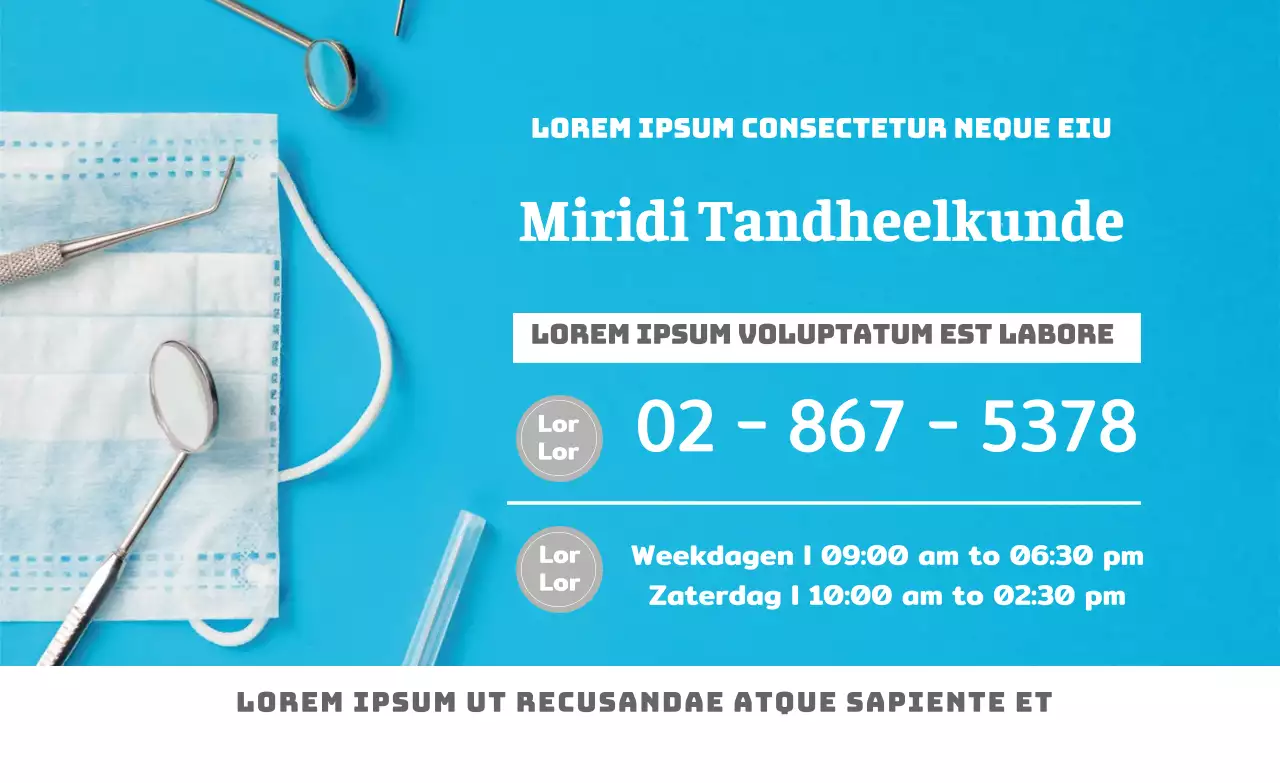 Promoot de openingstijden van de tandartspraktijk met een lichtblauwe foto