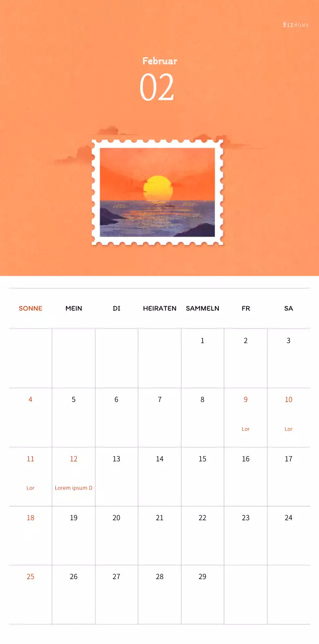 Stempelillustrationen mit einem warmen Konzept