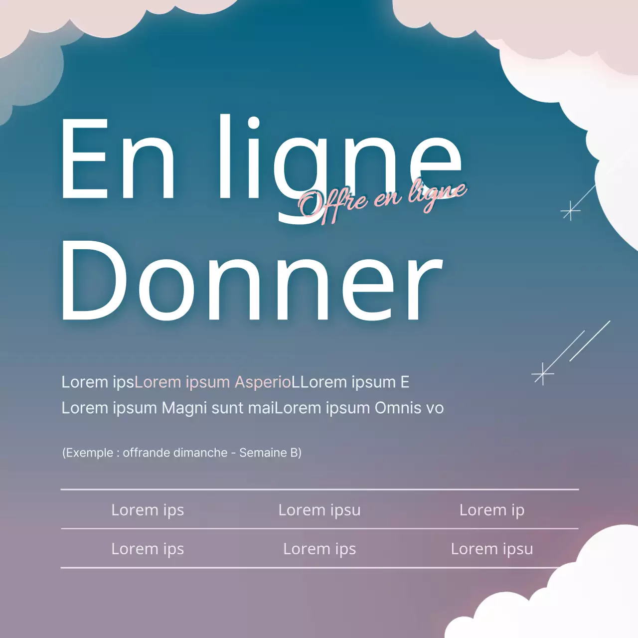 Thème de l'église avec illustration du ciel en dégradé bleu-violet