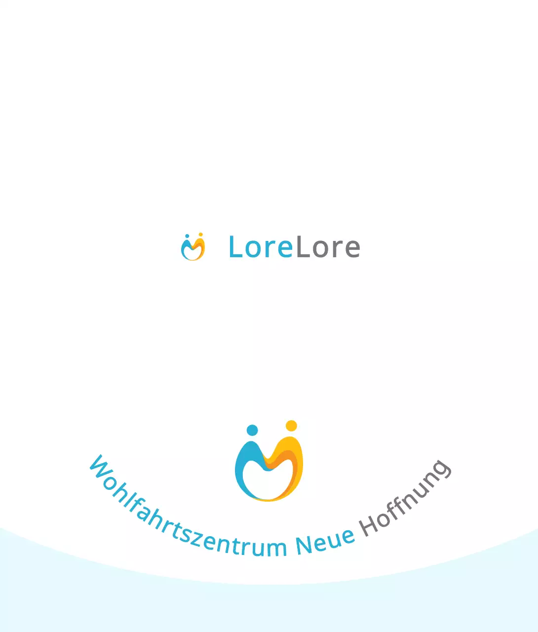 Einfaches Konzept Sozialstation Logoform in hellblau und orange