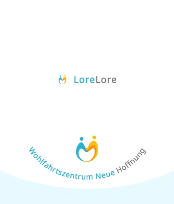 Einfaches Konzept Sozialstation Logoform in hellblau und orange