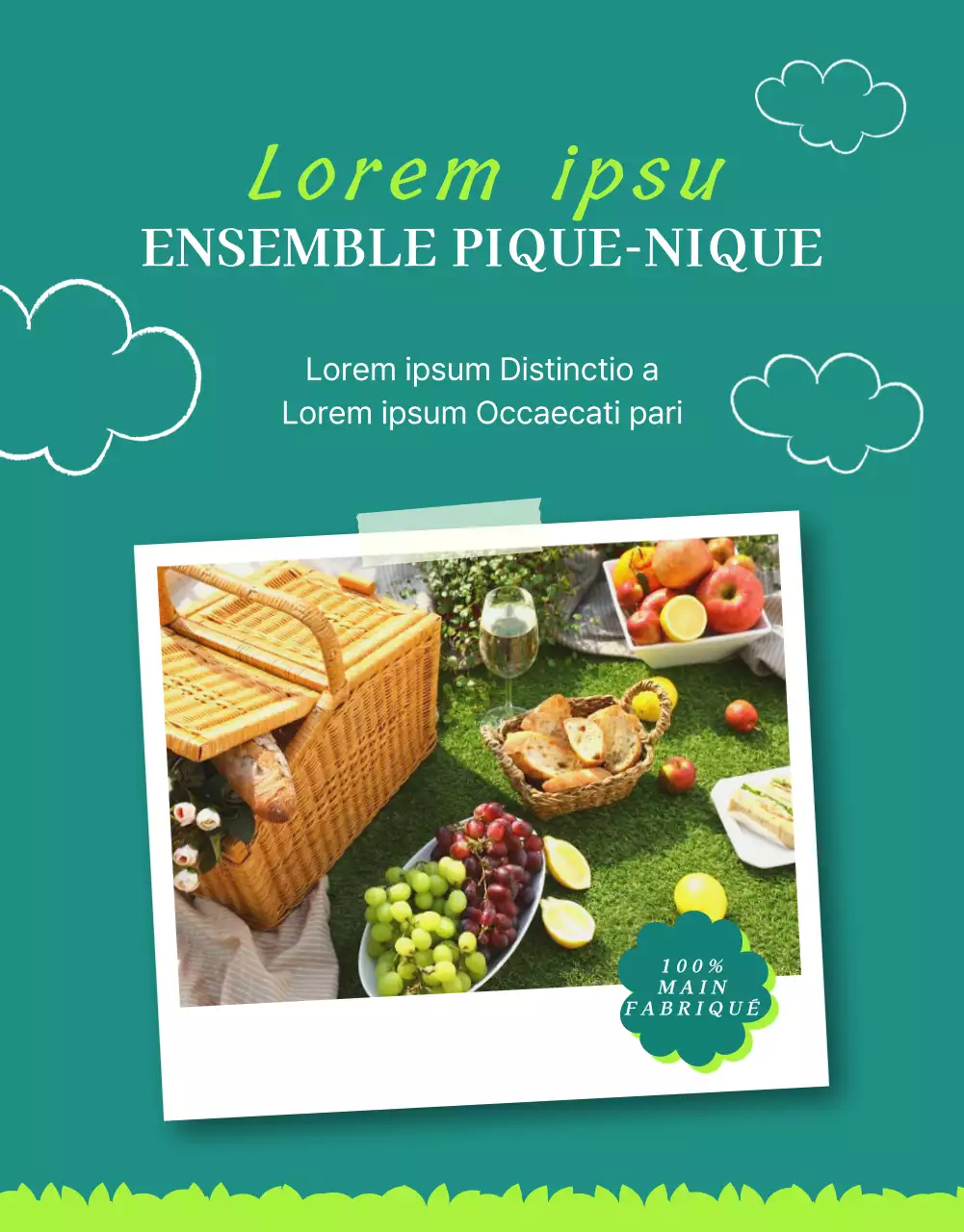Un set de pique-nique simple et printanier en vert et jaune est maintenant en vente.