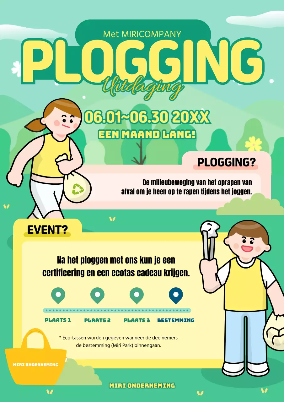 Schattige groene en gele illustratie concept geseling uitdaging evenement