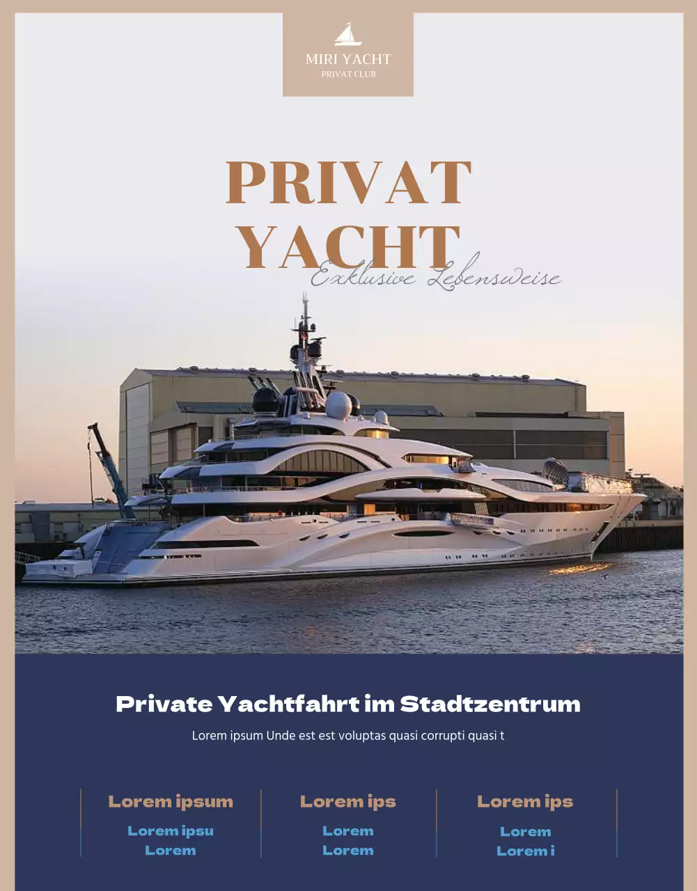 Ein privater Yachtclub in goldener Marine