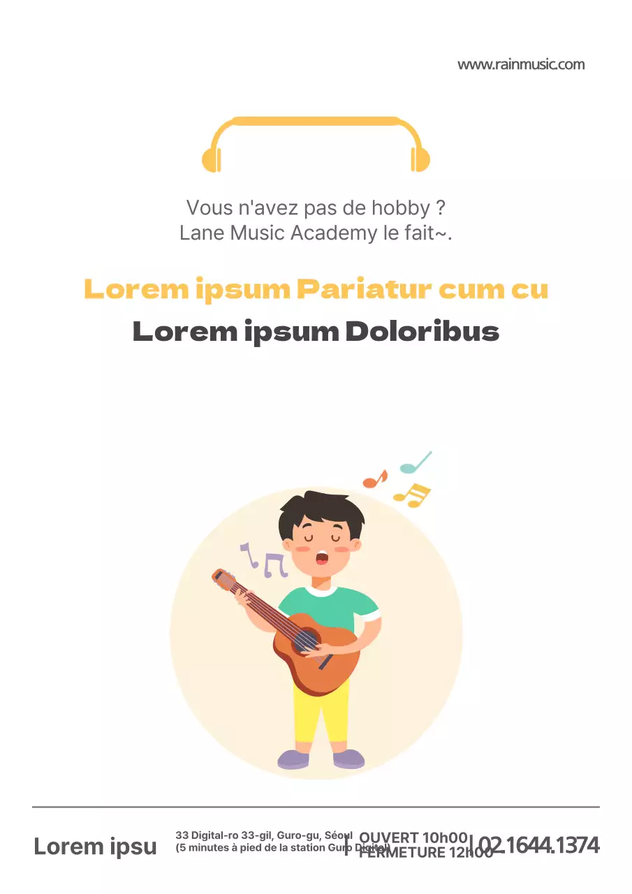 Un dépliant simple et jaune pour une école de musique