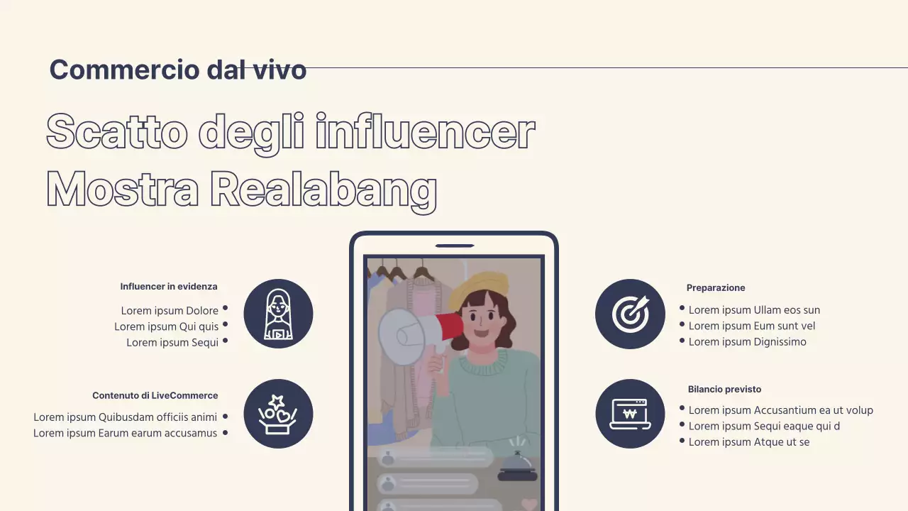 Organizzatore di eventi del Black Friday per un moderno centro commerciale in blu e beige