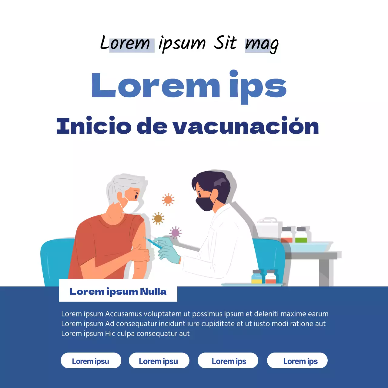 ilustración azul vacuna limpia contra el coronavirus