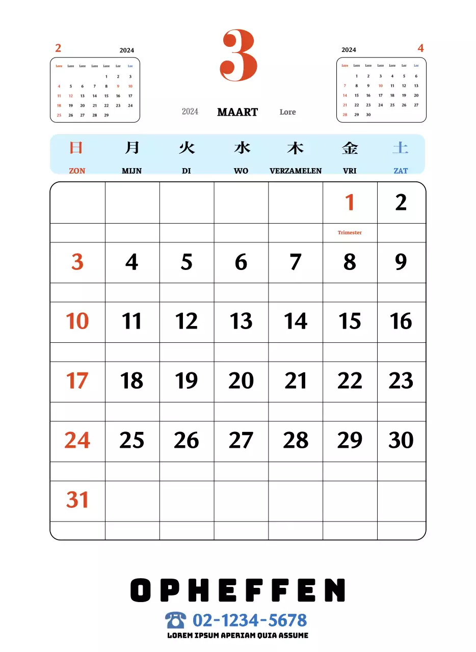 Rode en blauwe retro onderzetters memory kalender