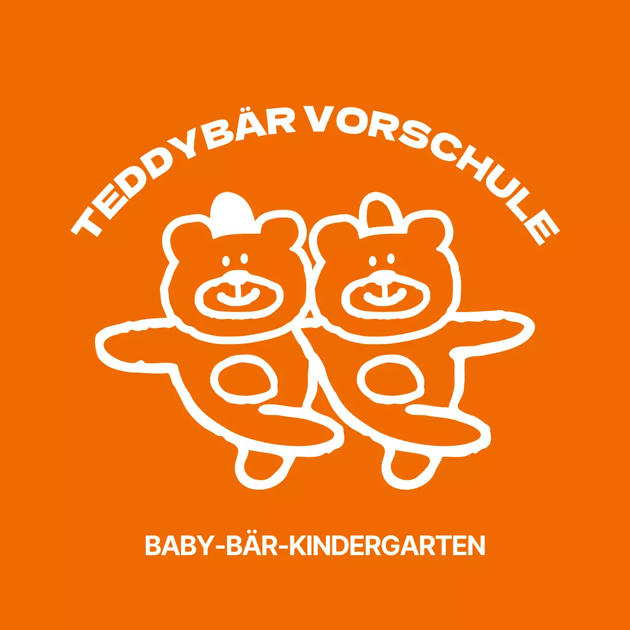 Gruppen-T-Shirt für ein Vorschulpicknick mit einer orange-weißen Illustration eines freundlichen Bären.