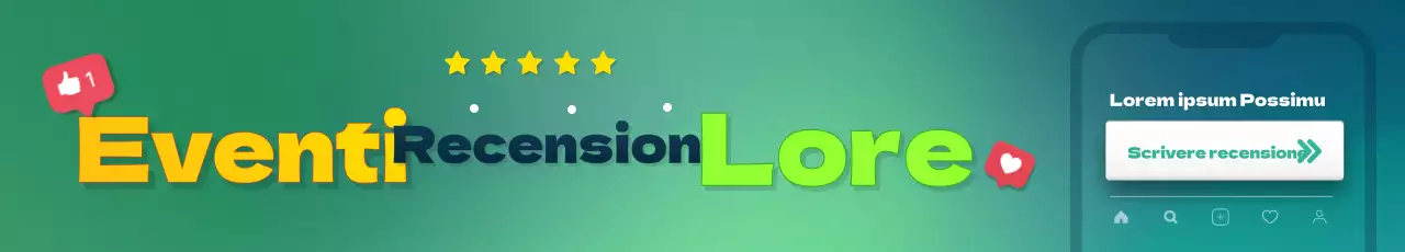 Rivisitazione del banner promozionale dell'evento rettangolo orizzontale con una fresca combinazione di colori verde e giallo e un focus sui titoli