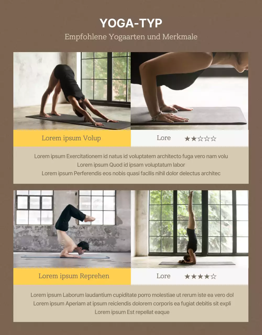 Fördern Sie natürliche braune und gelbe Yogamatten