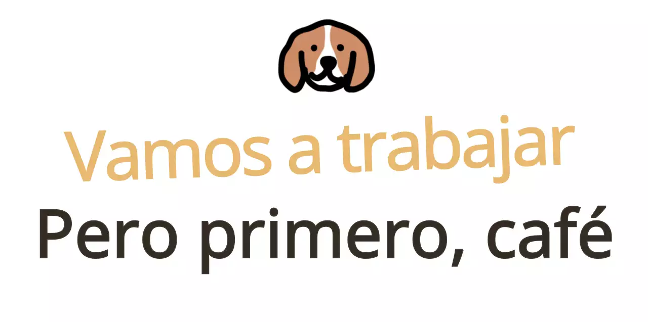 Mercancía de texto con una simpática ilustración de un cachorro con toques amarillos y marrones